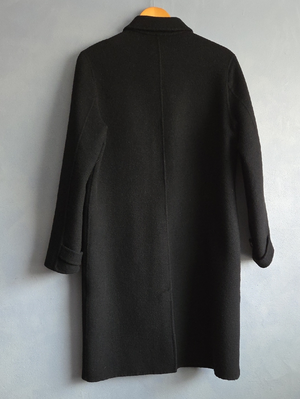SANDRO PARIS BLACK WOOL BLEND, GOLD SNAPS MID LENGTH JACKET SIZE 38, EUC - Picture 7 of 15